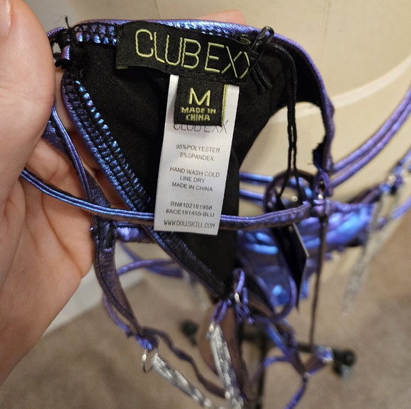 Club Exx Strappy Iridescent Rave Bikini Set Size M - Picture 4 of 5